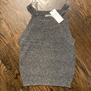 Black/white knit sleeveless top